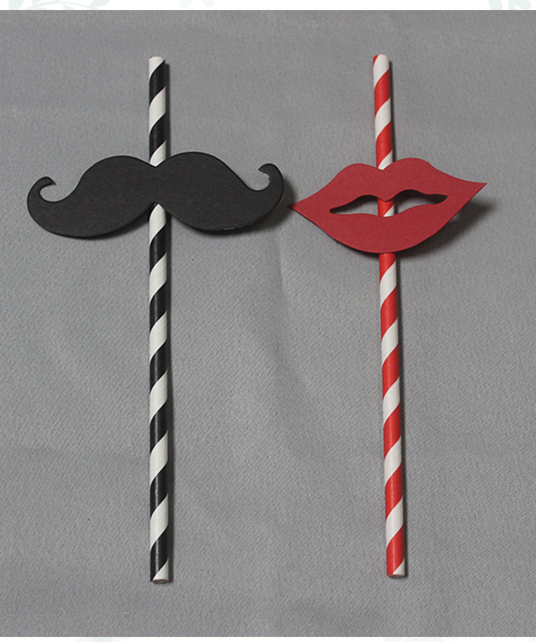 Beard Straw Creative Beard Props Straight Straw Paper Straw Funny Beard Celebration Ceremony Products 25 PCs