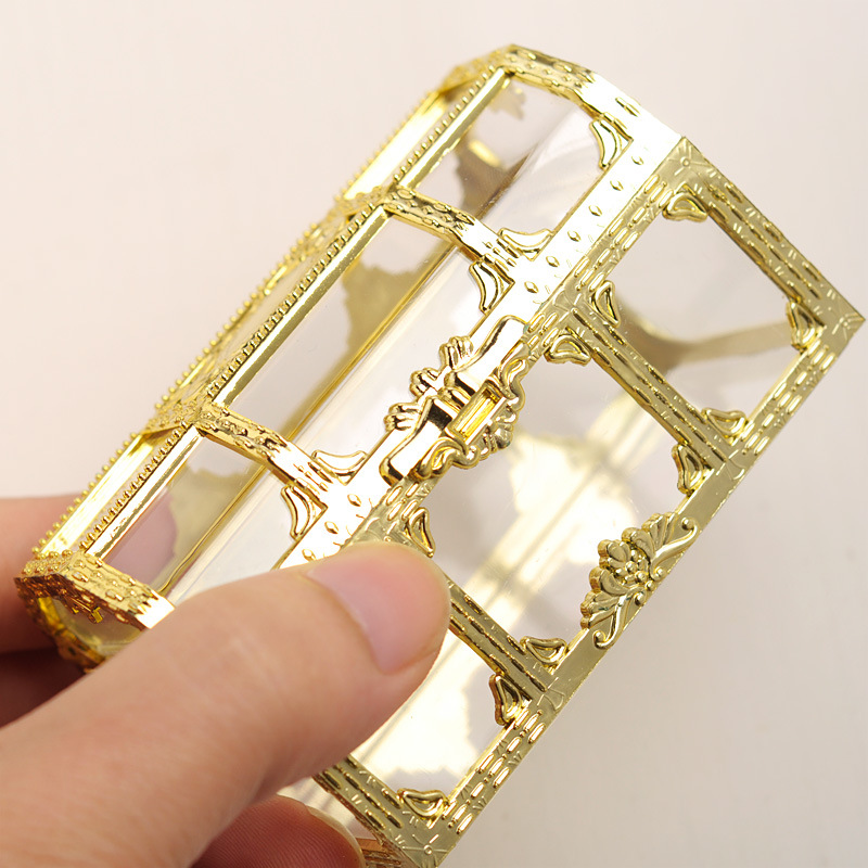 European-Style Mini Treasure Box PS Plastic Wedding Candies Box Gold Gift Box Candy Box Wedding Creative Gift Box Storage Box