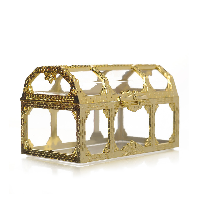 European-Style Mini Treasure Box PS Plastic Wedding Candies Box Gold Gift Box Candy Box Wedding Creative Gift Box Storage Box