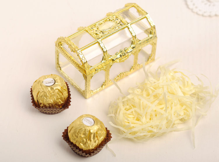 European-Style Mini Treasure Box PS Plastic Wedding Candies Box Gold Gift Box Candy Box Wedding Creative Gift Box Storage Box