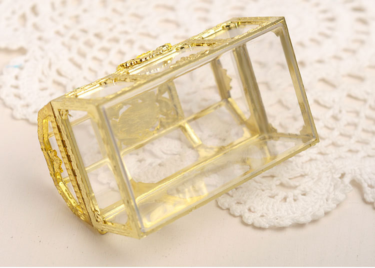 European-Style Mini Treasure Box PS Plastic Wedding Candies Box Gold Gift Box Candy Box Wedding Creative Gift Box Storage Box