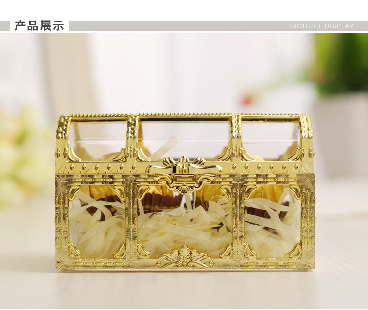 European-Style Mini Treasure Box PS Plastic Wedding Candies Box Gold Gift Box Candy Box Wedding Creative Gift Box Storage Box
