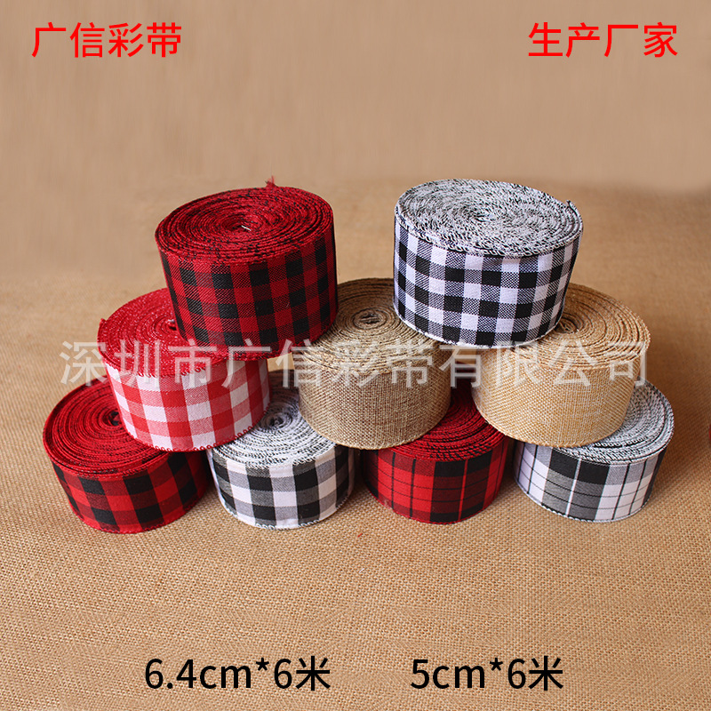 Guangxin Ribbon Plaid Ribbon Imitation Linen Ribbon Thanksgiving Ribbons Guangxin Ribbon Plaid Ribbon Imitation Linen Ribbon Thanksgiving Ribbons
