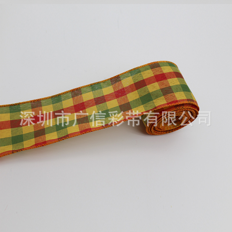 Guangxin Ribbon Plaid Ribbon Imitation Linen Ribbon Thanksgiving Ribbons Guangxin Ribbon Plaid Ribbon Imitation Linen Ribbon Thanksgiving Ribbons
