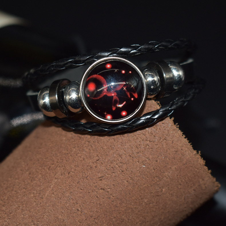 Best Selling Twelve 12 Constellation Luminous Bracelet Wrist Ring Multi-Layer Braided Leather Bracelet Couple Leather Bangle Jewelry