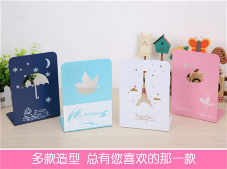 Metal Book Stand Cartoon One Deer Hollow out Student Book Stand Book Stand Book End Iron Bookshelves Bookend Desk Baffle Creative
