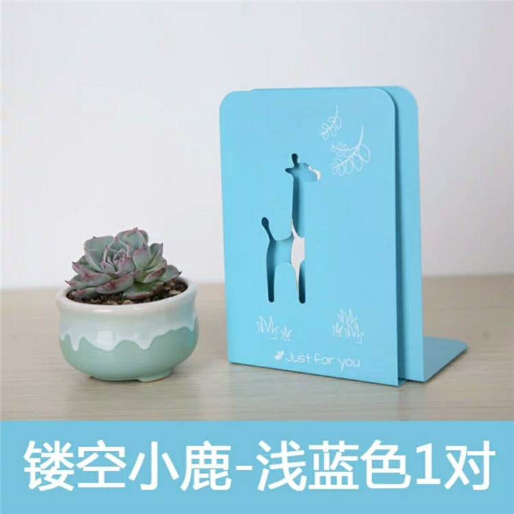 Metal Book Stand Cartoon One Deer Hollow out Student Book Stand Book Stand Book End Iron Bookshelves Bookend Desk Baffle Creative