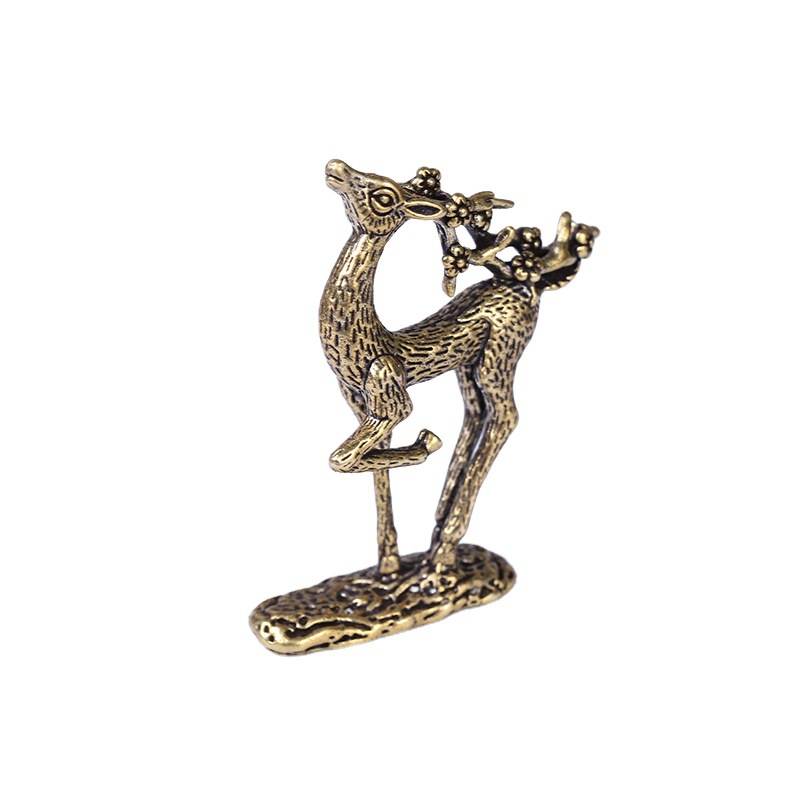Metal Deer Handicraft Sculpture Pure Copper Deer Decoration Solid Brass Sika Deer Elk Small Jewelry