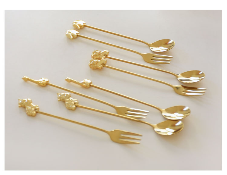 Metal Deer Japanese Creative Animal Coffee Spoon Home Children Cute Cake Fork Coffee Stir Spoon Elephant Giraffe