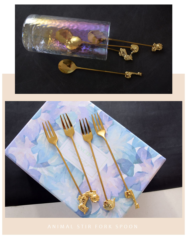Metal Deer Japanese Creative Animal Coffee Spoon Home Children Cute Cake Fork Coffee Stir Spoon Elephant Giraffe