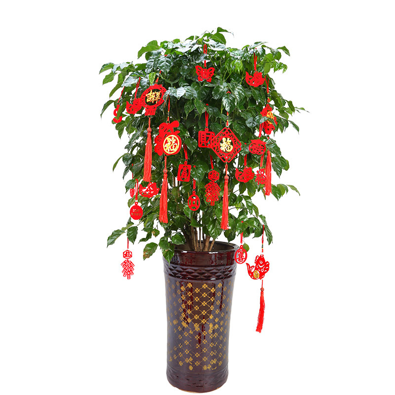 Flocking Small Red Lantern Ornaments Tree Bonsai New Year Decoration Indoor and Outdoor Scene festival pendant