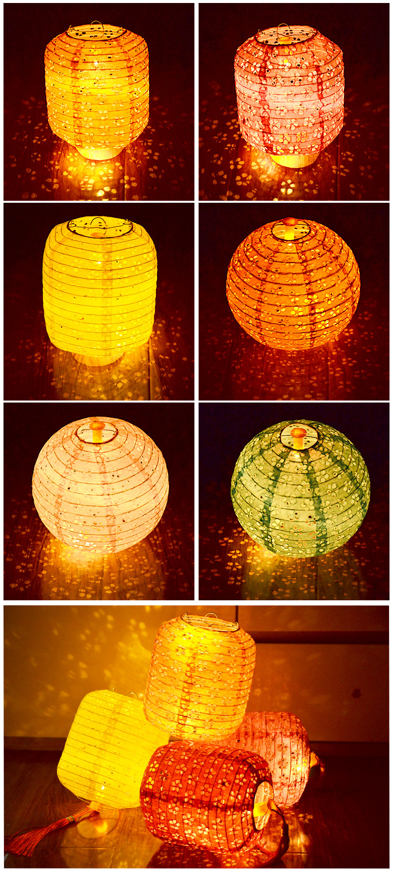 Spring Festival Children's Handmade Lantern New Year Pendant Portable Luminous Hollow-out Lantern Kindergarten DIY GD Material Package