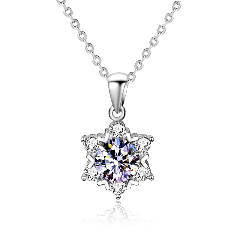 Goddess Festival Ornament Women&#039;s 925 Sterling Silver Necklace All-Match Snowflake Pendant Jewelry Special-Interest Design Collarbone Accessories