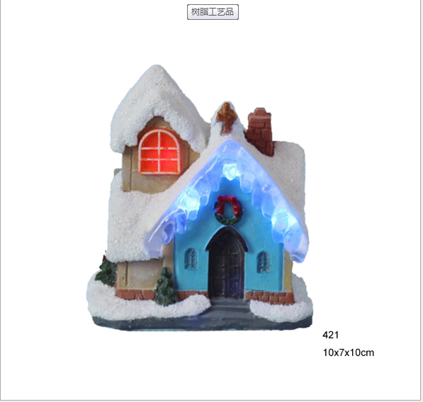 Creative household european-style resin Christmas festival church pendant small house LED electric music small house pendant