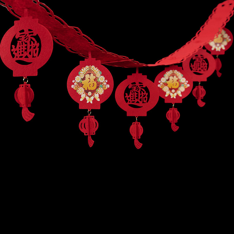 festival pendant New Year Hanging Flag Store Layout Shopping Mall Festival Dress up New Year Latte Art Pendant