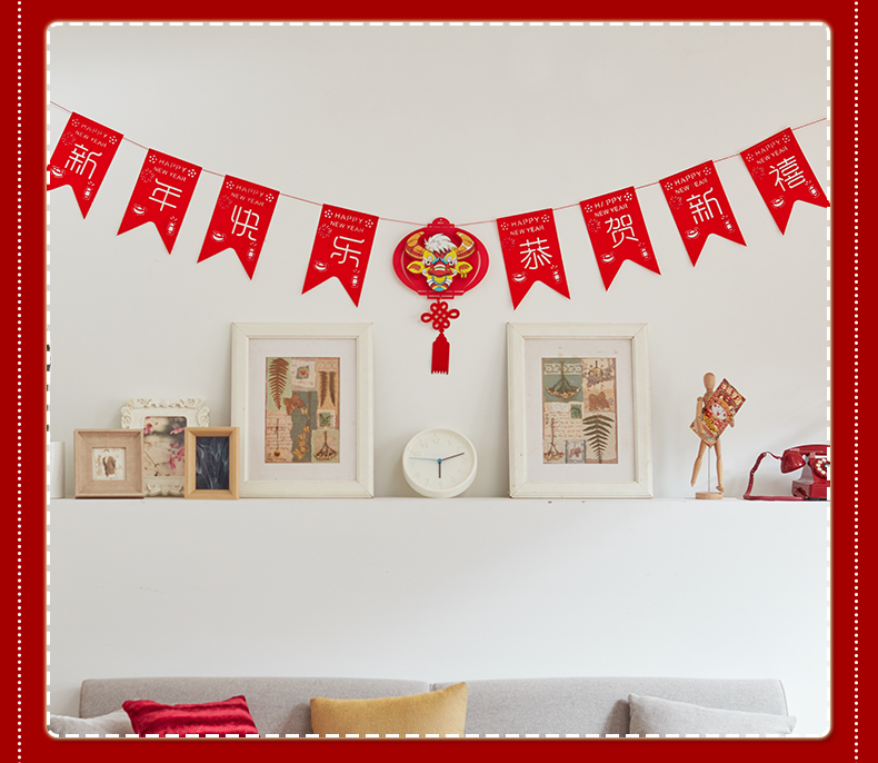festival pendant New Year Hanging Flag Store Layout Shopping Mall Festival Dress up New Year Latte Art Pendant