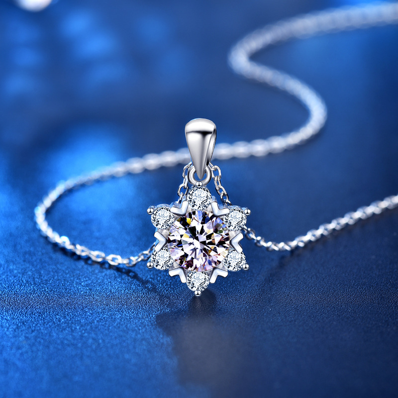 Goddess Festival Ornament Women&#039;s 925 Sterling Silver Necklace All-Match Snowflake Pendant Jewelry Special-Interest Design Collarbone Accessories