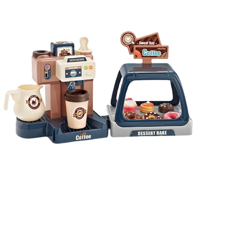Cross-Border Children&#039;s Simulation Water Coffee Machine Candy Donut Shopping Card Cashier Supermarket Play House Toys