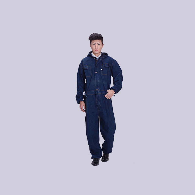 Denim jumpsuit electric welding suit sandblasting suit the spray paint dust - proof tooling labor insurance suit male machine repair hoodie