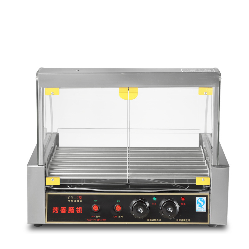 Desktop Roast Sausage Machine Hotdog Maker Commercial Full-Automatic Rotating Temperature Control 7 Pipe with Door Grilled Sausage Machine Wholesale and Retail