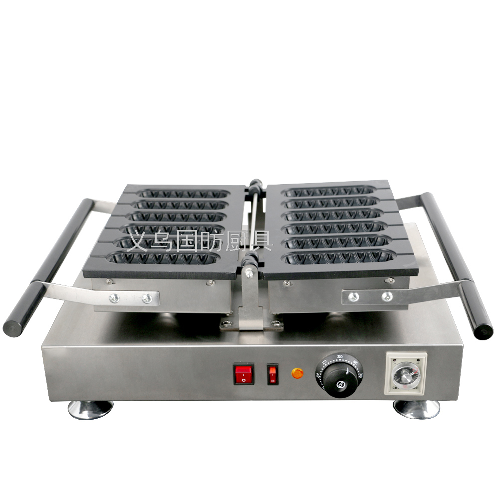 Electric Heating Six-Grid Flip Crispy Machine FY-119-3 Commercial Cookie Baking Machine Baking Hotdog Maker Roast Sausage Machine