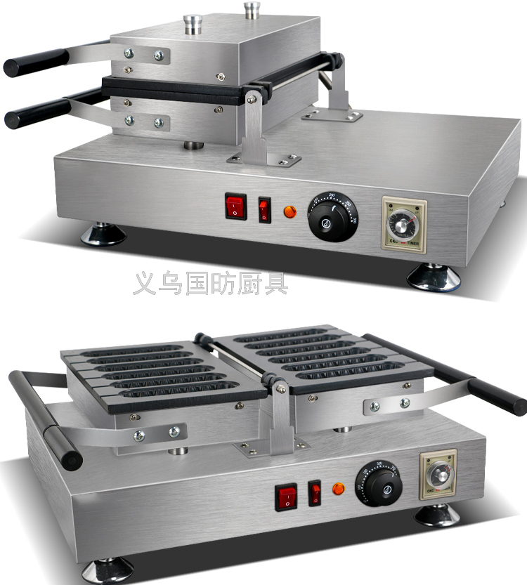 Electric Heating Six-Grid Flip Crispy Machine FY-119-3 Commercial Cookie Baking Machine Baking Hotdog Maker Roast Sausage Machine