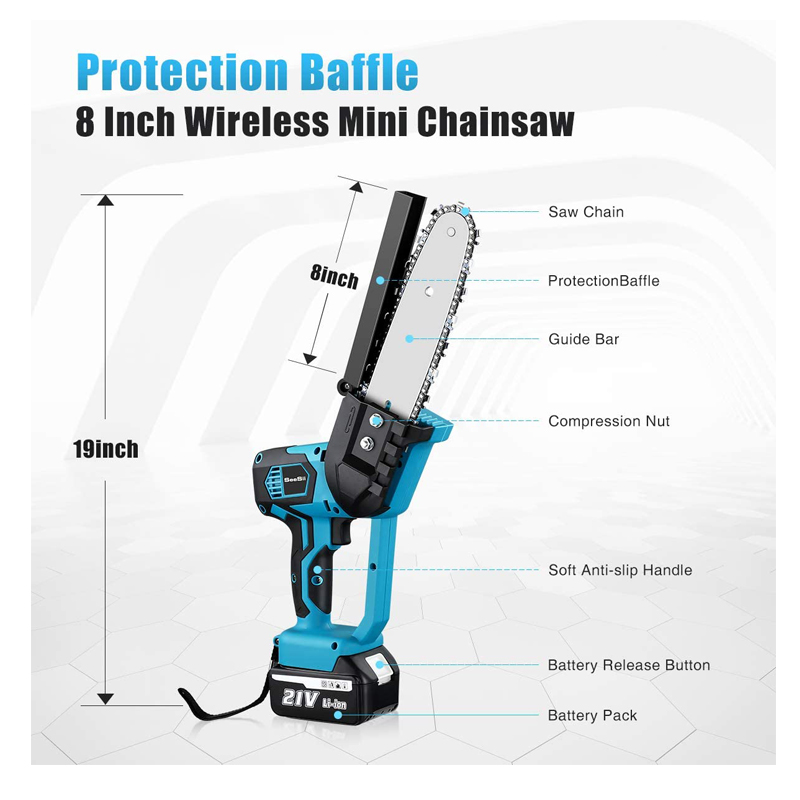 Hardware Tools 8-12 "Lithium Battery Charging Single-Handled Saw Tree Cutting Pruning Saw Carpenter's Wood SA Wireless Electric Chain Saw