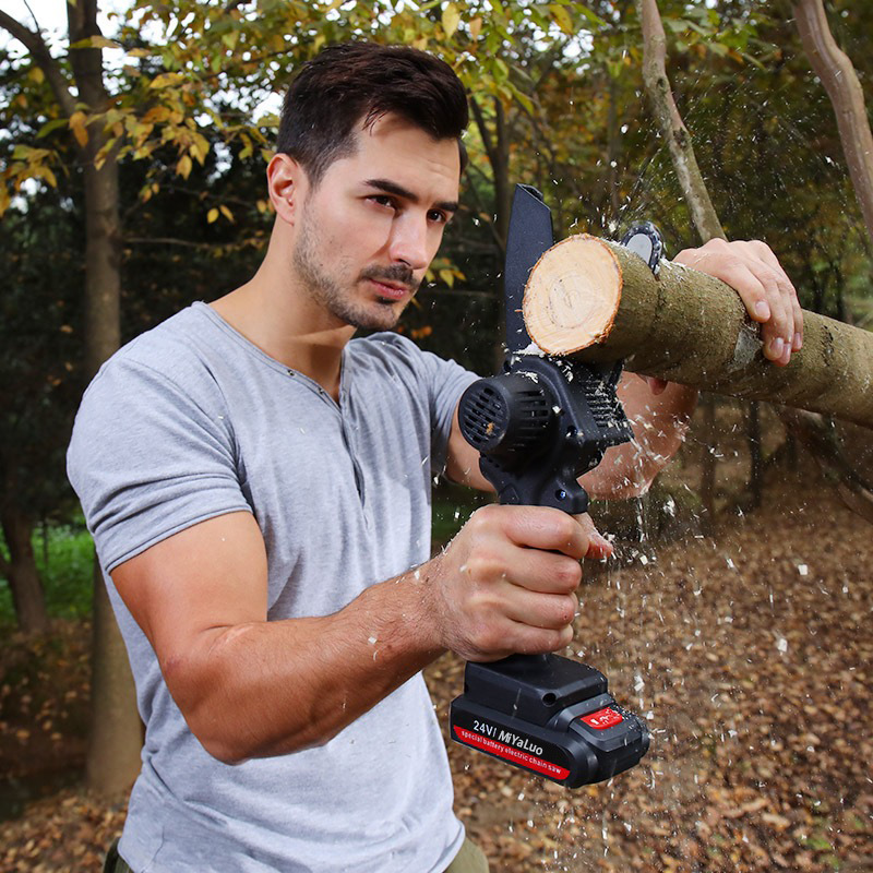 4-Inch 6-Inch Portable Mini Electric Chain Saw Chainsaw Wood Cutting Saw Electric Saw Rechargeable Small Handheld Electric Pruning Saw