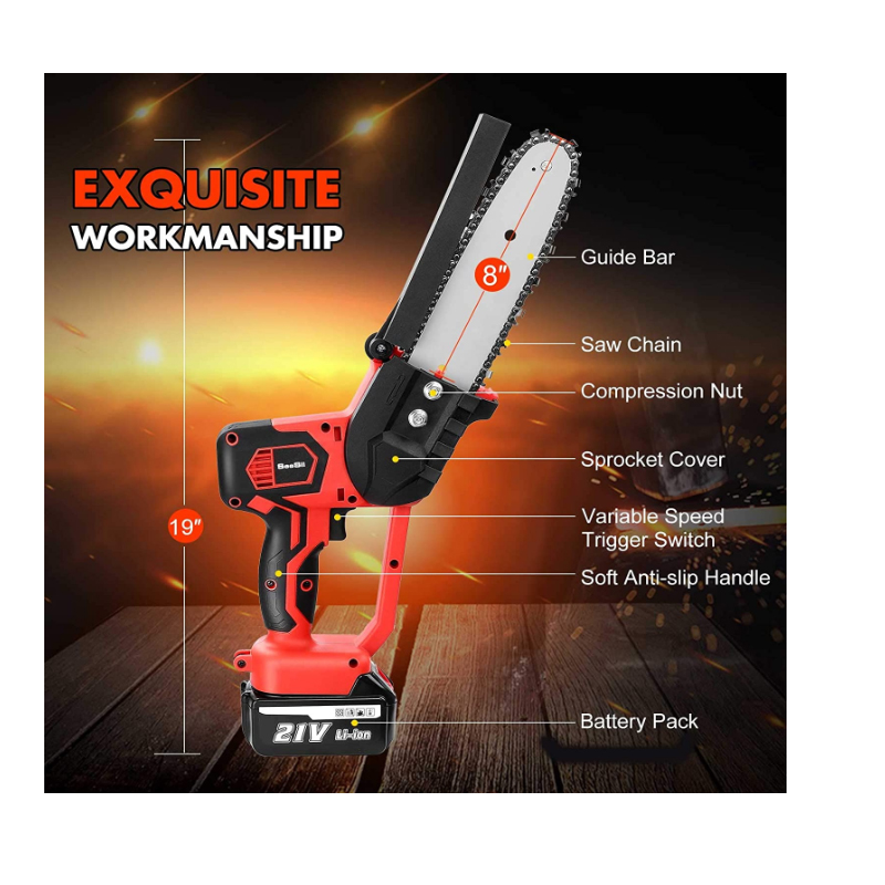 Hardware Tools 8-12 "Lithium Battery Charging Single-Handled Saw Tree Cutting Pruning Saw Carpenter's Wood SA Wireless Electric Chain Saw