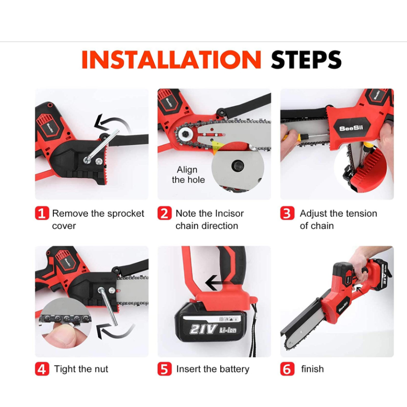 Hardware Tools 8-12 "Lithium Battery Charging Single-Handled Saw Tree Cutting Pruning Saw Carpenter's Wood SA Wireless Electric Chain Saw