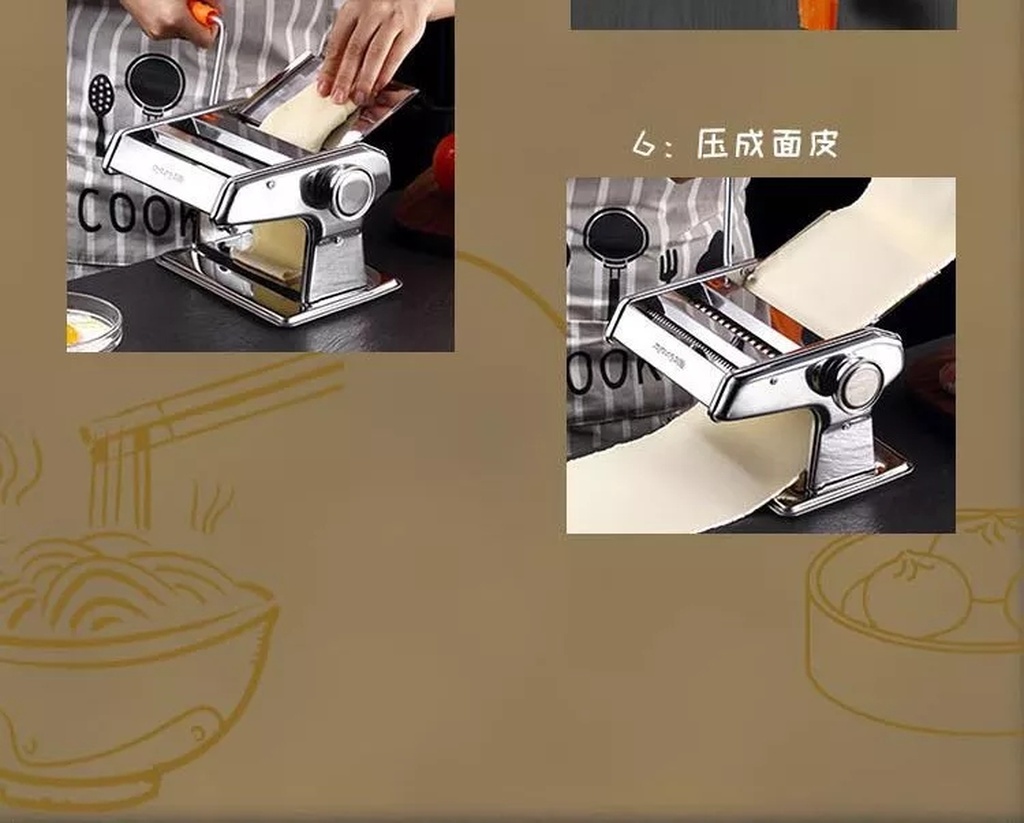 Factory Direct Sales Three-Knife Noodle Press Hand-Operated Household Noodle Press Manual Noddle-Made Machine Pressure Noodle Noodle Maker Dumpling Wrapper