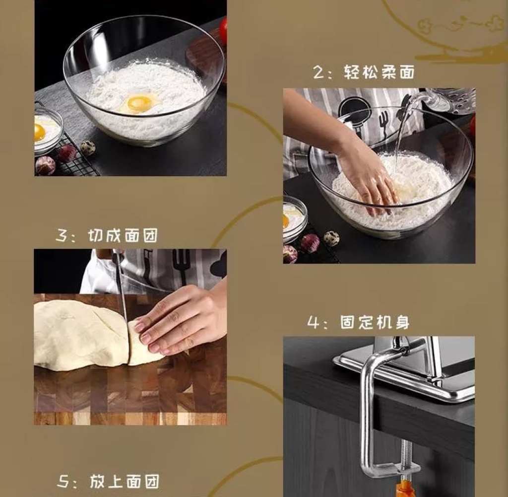 Factory Direct Sales Three-Knife Noodle Press Hand-Operated Household Noodle Press Manual Noddle-Made Machine Pressure Noodle Noodle Maker Dumpling Wrapper