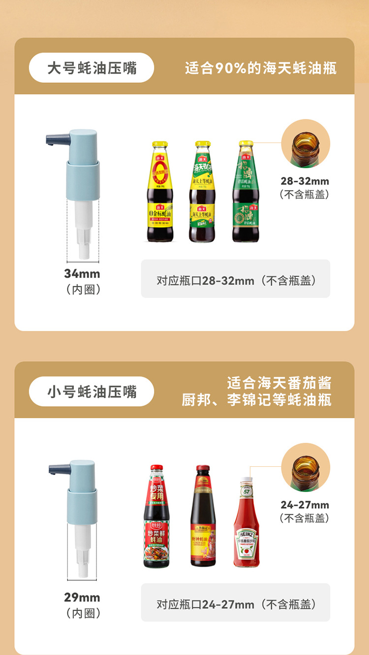 Household Oyster Sauce Pressing Utensil Food Grade Kitchen Press Nozzle Nozzle Tomato Sauce Pump Head Squeezing Machine Oyster Sauce Nozzle Large and Small Size