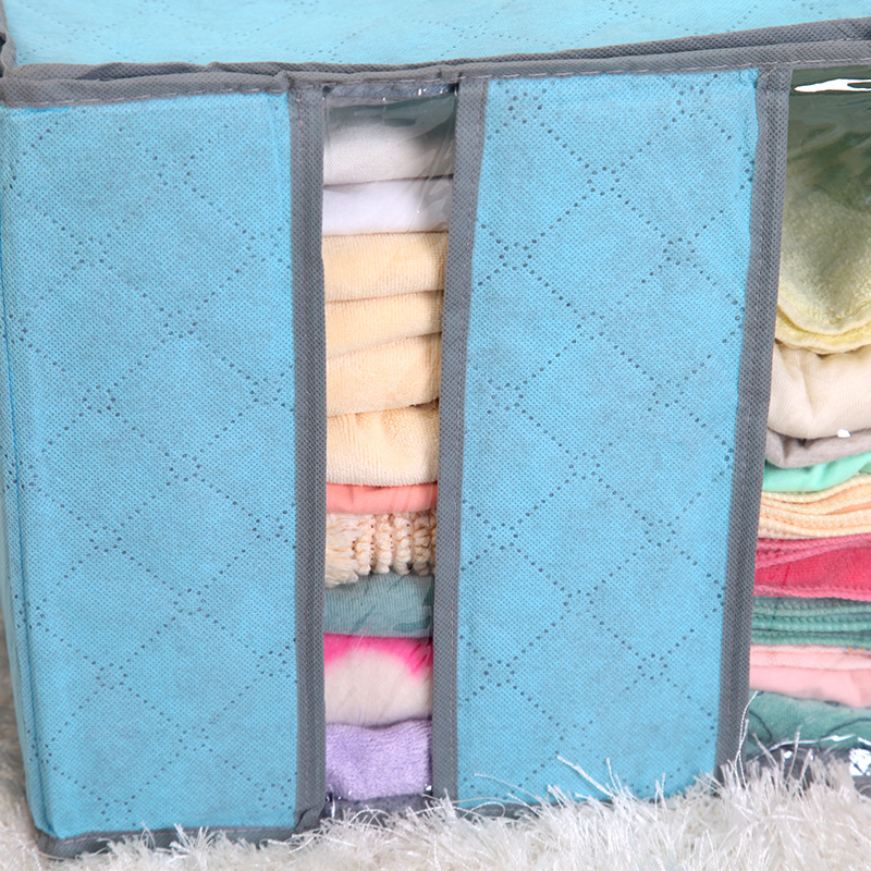 Wholesale Bamboo Charcoal Visual Clothes Organizer Bag 65L Deodorant Window Storage Box Quilt Organizer Storage Bags Wholesale