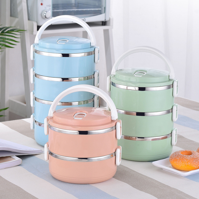 Customized Logo304 Stainless Steel Lunch Box Nordic Insulated Lunch Box Multi-Layer Student Lunch Box Household Fresh-Keeping Box
