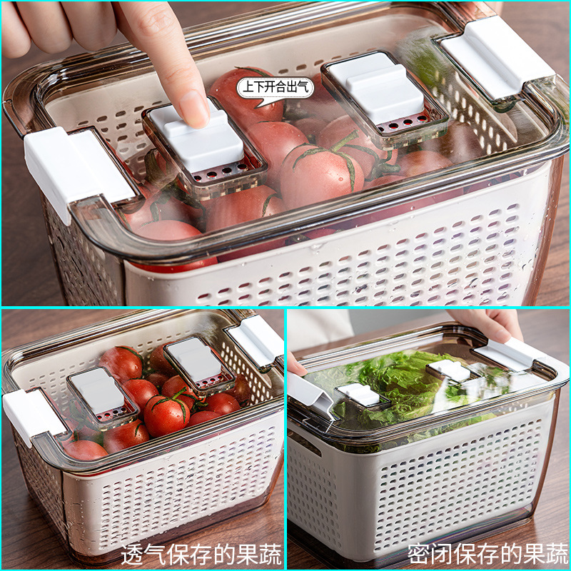 Large Capacity Refrigerator Dedicated Fresh-Keeping Box Food Vegetable Fruit Storage Storage Box Food Frozen Sealed Plastic Box