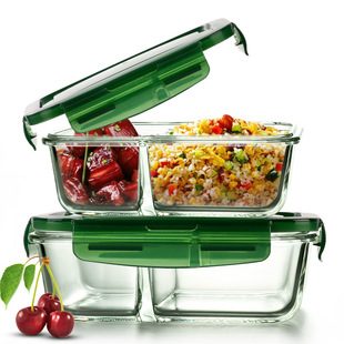  sale new 3 - piece thermostable glass lunch box fresh-keeping box microwave oven glass bowl fresh-keeping bowl wholesal