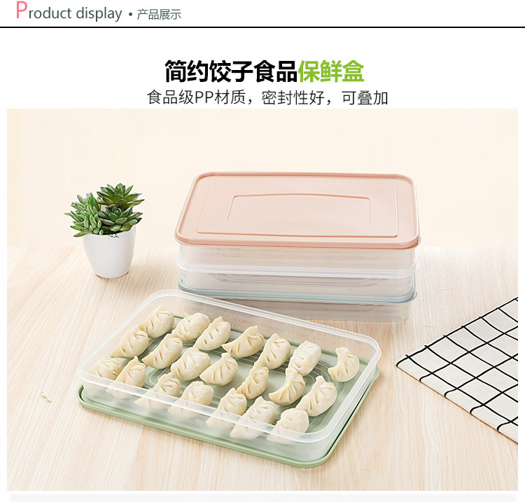 2641 Single Layer Quick-Frozen Dumplings Box 21 Grid Kitchen Refrigerator Food Compartment Fresh-Keeping Box with Lid Overlay Wonton Box