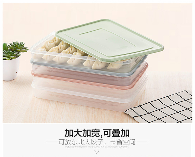 2641 Single Layer Quick-Frozen Dumplings Box 21 Grid Kitchen Refrigerator Food Compartment Fresh-Keeping Box with Lid Overlay Wonton Box