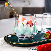  European-Style Vintage Embossed Phnom Penh Taiyanghua Glass Cup Heat-Resistant Breakfast Cup Fruit Decorative Wine Glas