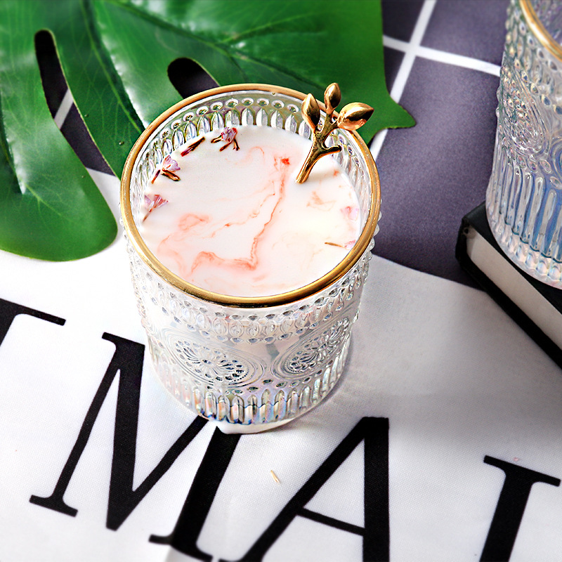  European-Style Vintage Embossed Phnom Penh Taiyanghua Glass Cup Heat-Resistant Breakfast Cup Fruit Decorative Wine Glas