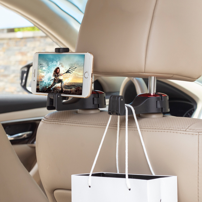 Car Hidden Creative New Lock Hook Car Multi-Function Rear Row On-Board Phone Holder Hook