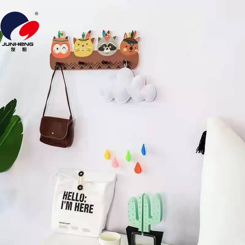 INS Nordic Style Creative Home Wood Plastic Hat-and-Coat Hook Cartoon Animal Wall-Mounting Decoration Children's Room Wall Decoration Pendant