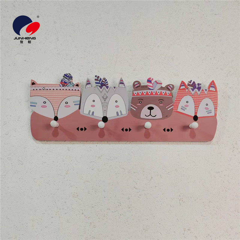 INS Nordic Style Creative Home Wood Plastic Hat-and-Coat Hook Cartoon Animal Wall-Mounting Decoration Children's Room Wall Decoration Pendant