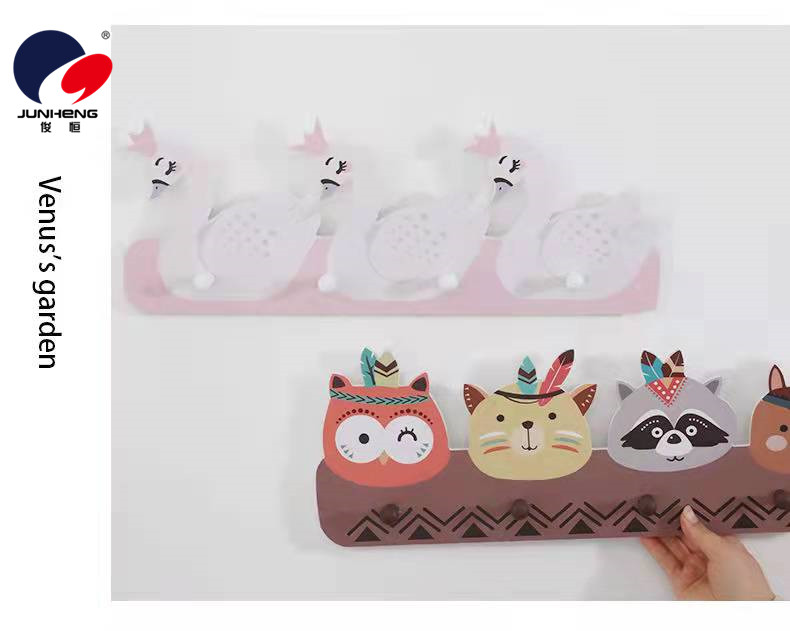 INS Nordic Style Creative Home Wood Plastic Hat-and-Coat Hook Cartoon Animal Wall-Mounting Decoration Children's Room Wall Decoration Pendant
