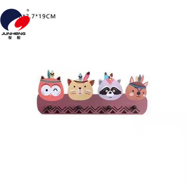INS Nordic Style Creative Home Wood Plastic Hat-and-Coat Hook Cartoon Animal Wall-Mounting Decoration Children's Room Wall Decoration Pendant