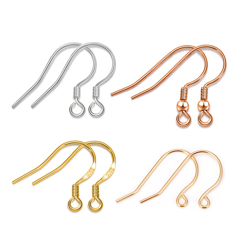 S925 Pure Silver Ear Hook Accessories Earrings Ear Rings Gold Plated Handmade DIY Sterling Silver Accessories  Wholesale