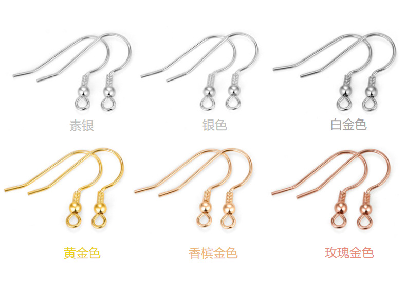 S925 Pure Silver Ear Hook Accessories Earrings Ear Rings Gold Plated Handmade DIY Sterling Silver Accessories  Wholesale