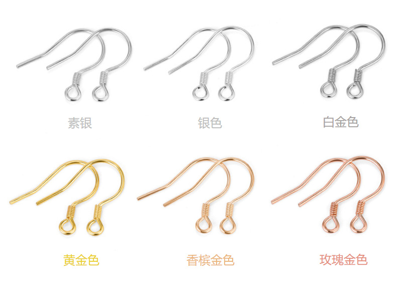 S925 Pure Silver Ear Hook Accessories Earrings Ear Rings Gold Plated Handmade DIY Sterling Silver Accessories  Wholesale