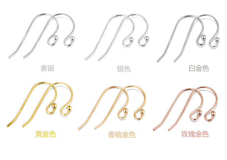 S925 Pure Silver Ear Hook Accessories Earrings Ear Rings Gold Plated Handmade DIY Sterling Silver Accessories  Wholesale
